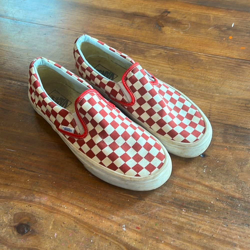 Vans Slide On shoes. Red and white check. Mens size 9.5